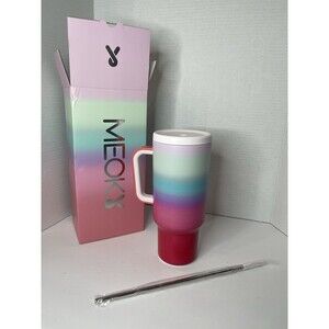 Meoky 40oz Tumbler With Handle & Straw Gradient Collection-Sweet Circle NEW